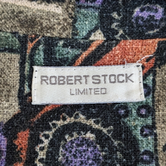 ๐ Robert Stock Limited Abstract Geometric Earthtone Blazer 100% Silk - Picture 9 of 9